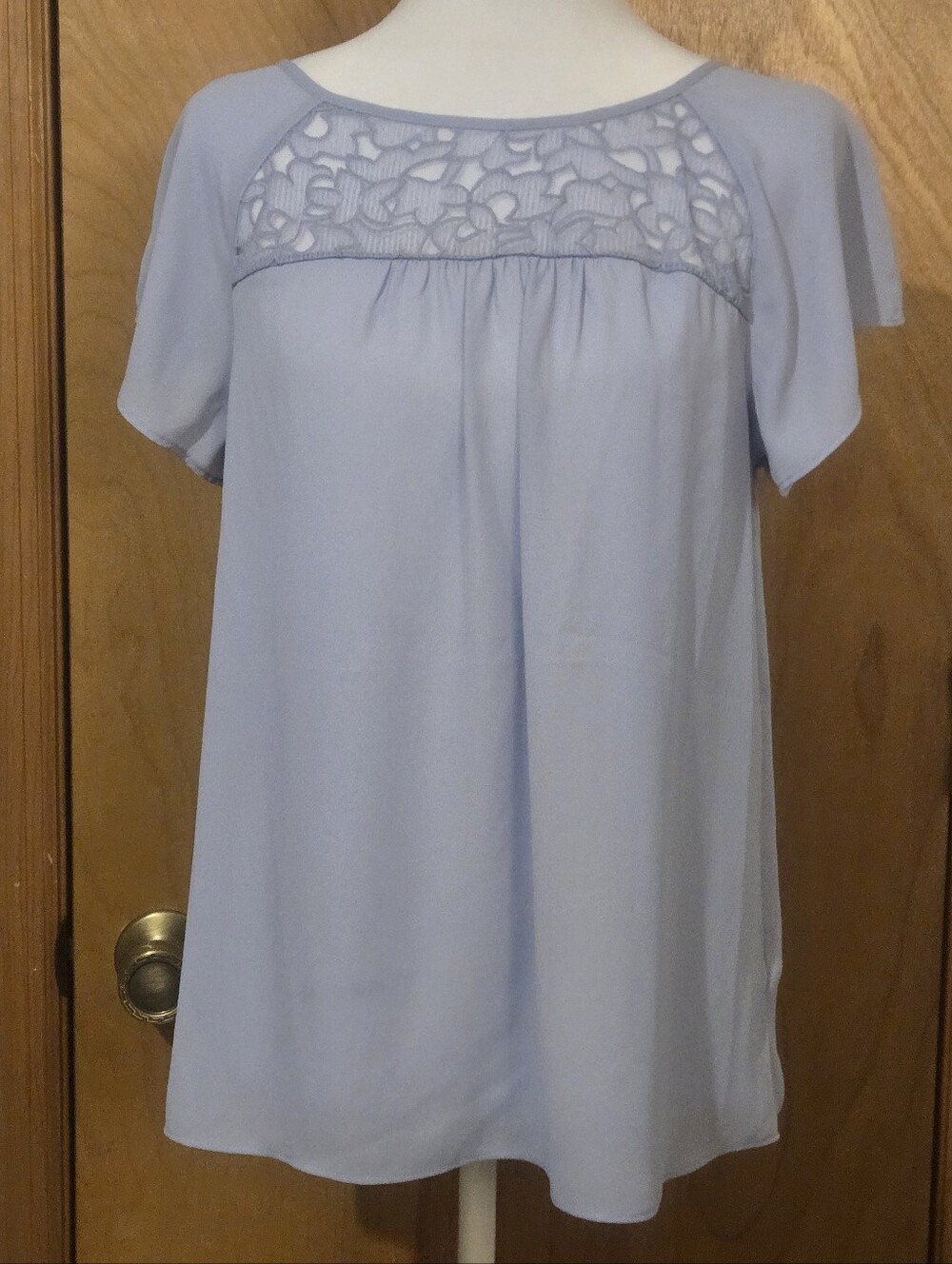 Antropologie Maeve Pastel Lavender Lace Yoke Top Size XS-S